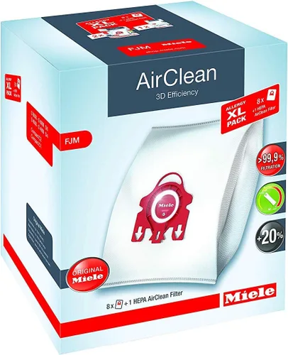 Miniatura 7 de Bolsa para aspiradora Miele AirClean con eficiencia 3D, tipo FJM, 4 bolsas y 2 filtros, blanca