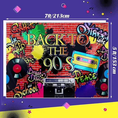 Miniatura 3 de 27 piezas de decoraciones de fiesta temática de discoteca de los años 80 y 90, incluye radio, fondo inflable Boombox, teléfono móvil inflable