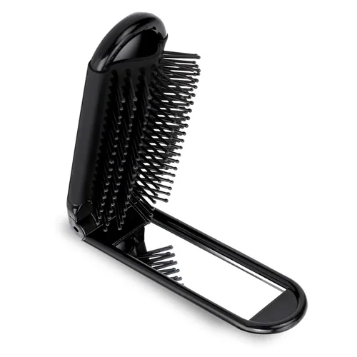 Cepillo de pelo portátil de viaje, pequeño cepillo plegable compacto con espejo y punta redonda, cerdas de nailon para mujeres y hombres, mini peine