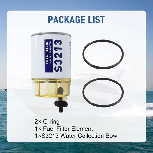 Miniatura 6 de Conjunto de filtro de separador de agua de combustible marino S3213 Elemento de filtro con cuenco de recolección de repuesto para motor fueraborda