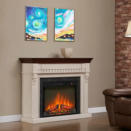 Miniatura 2 de Inserto de chimenea eléctrica de 23", calentador de chimenea con control remoto, 4 niveles de brillo de llama ajustables, juego de troncos, bajo