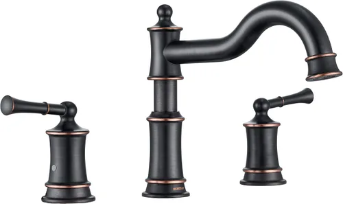 Miniatura 11 de Grifo romano para bañera de montaje en cubierta, grifo de bañera para baño de instalación extendida, boquilla clásica elegante con 3 orificios