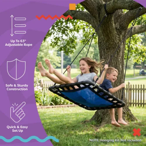 Miniatura 4 de Hey Play - Columpio de plataforma para niños, juego de columpios, rama de árbol o parque infantil, plataforma rectangular de 40 x 30 pulgadas