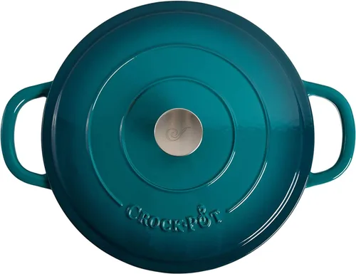 Miniatura 3 de Crock-Pot Crock Pot Artisan - Estofador de hierro fundido esmaltado con tapa, 5 cuartos de galón, verde azulado degradado Turquesa Degradado