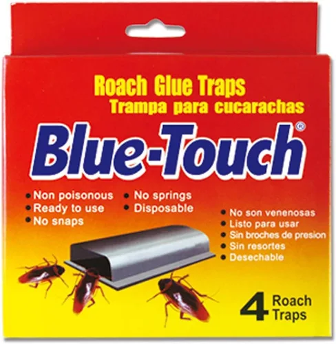 Blue Touch Trampas de pegamento para cucarachas, no tóxicas y sin pesticidas (16 trampas, paquete de 4) (rojo)