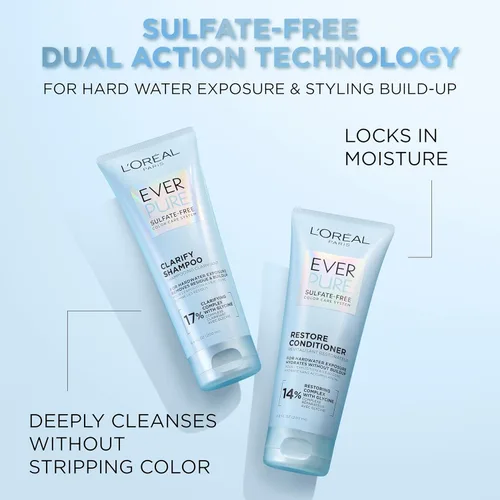 Miniatura 2 de L'Oreal Paris Juego de champú y acondicionador sin sulfato Clarify and Restore con antioxidantes para exposición al agua dura y acumulación