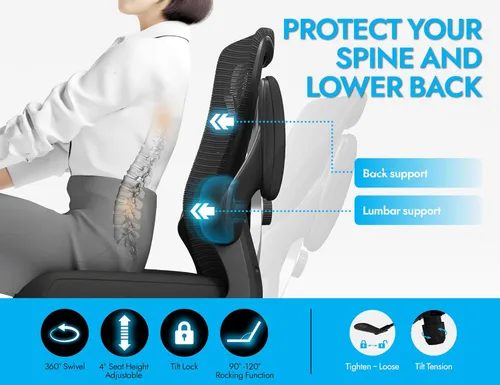 Miniatura 3 de Ergalithic Silla ergonómica de oficina – Sillas de escritorio de computadora en forma de X cómodas, silla de juegos de malla con respaldo alto