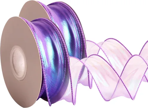 Miniatura 11 de CMFYHM 2 rollos de cinta de organza verde láser de 1-1/2 pulgadas de ancho, 10 yardas para envoltura de regalo, lazo, manualidades, ramo, corona