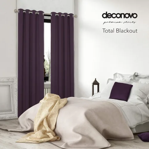 Miniatura 26 de Deconovo Cortinas opacas 100% con forro negro, cortinas con ojales aisladas térmicamente que reducen el ruido, doble capa para oscurecer