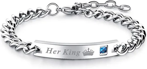 Miniatura 4 de Regalo para amante, su reina y su rey, pulseras de acero inoxidable para parejas, para mujeres y hombres, juego de joyas a juego
