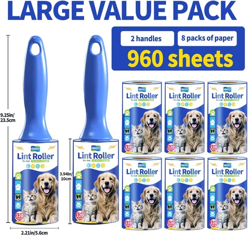 Miniatura 2 de Rodillos de pelusa para pelo de mascotas, rodillo extra pegajoso resistente para perros y gatos, removedor para sofá, ropa, muebles, muebles