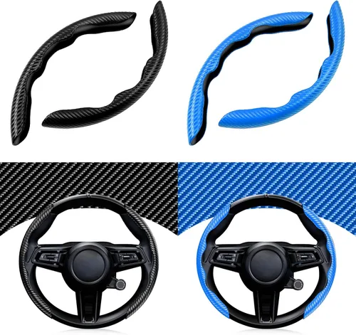 Miniatura 12 de Cartist Funda de volante de fibra de carbono, antideslizante, para hombres y mujeres, duradera, accesorio universal para automóvil (negro)