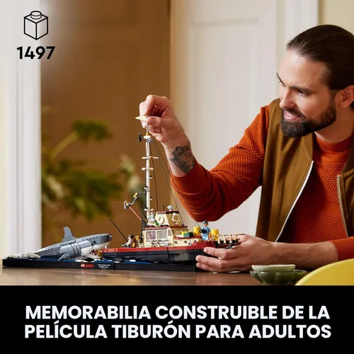 Miniatura 2 de LEGO Ideas Jaws Set – Kit de diorama para fanáticos de la película clásica – Juguete de tiburón – Regalo de recuerdos de película para adultos