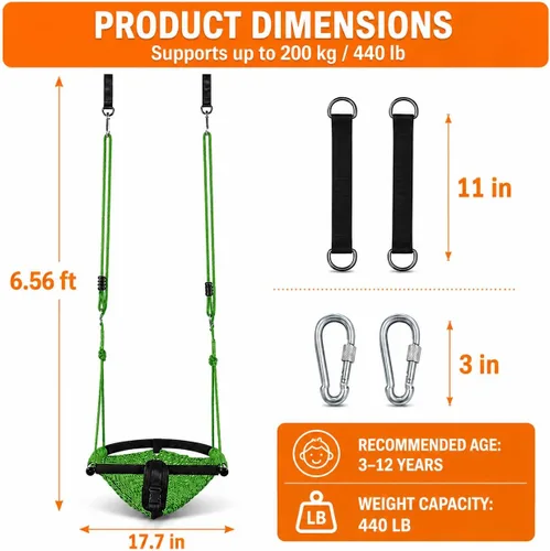 Miniatura 8 de Hi-Na Asientos de columpio para niños, bebé, columpio de red hecho a mano con cuerda ajustable, adecuado para interiores, exteriores, patio trasero