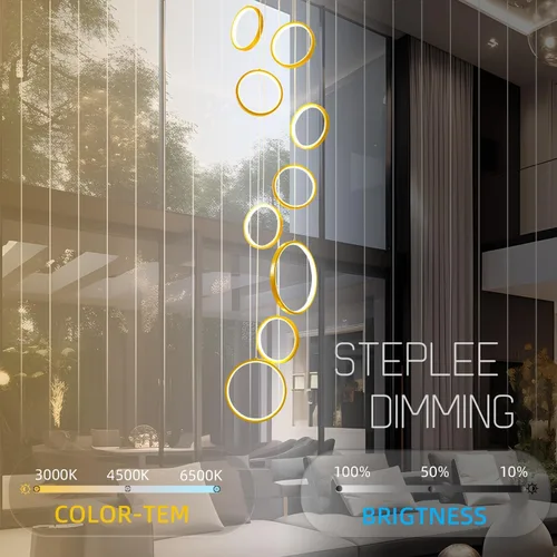 Miniatura 4 de Candelabro moderno para entrada para techos altos, lámpara moderna regulable dorada para escalera, de lujo, techo alto, lámpara colgante LED