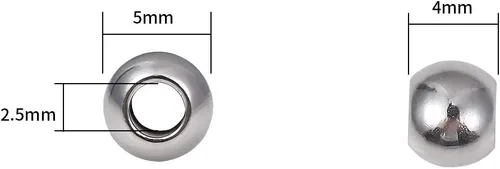 Miniatura 2 de BEADIA Cuentas espaciadoras de acero inoxidable de 0.197 x 0.157 in, redondas, sueltas, para hacer joyas, 100 unidades con agujero de 0.098 pulgadas