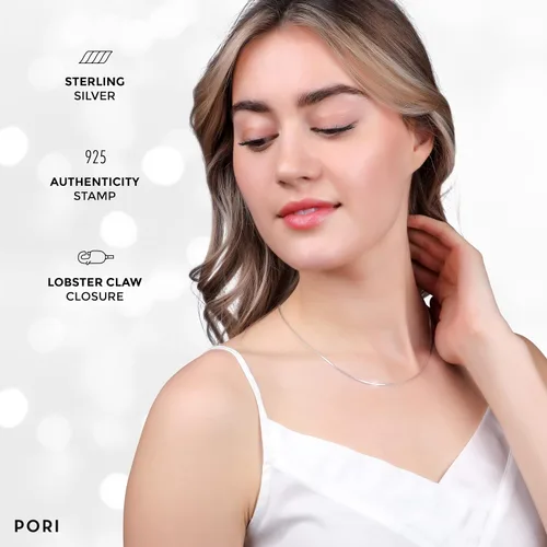 Miniatura 8 de PORI JEWELERS Cadena de serpiente italiana mágica de plata de ley 925 de 0.039 pulgadas, 8 caras, para mujer, fabricada en Italia