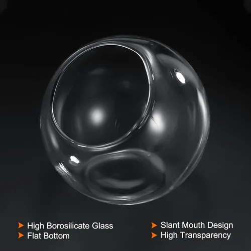 Miniatura 3 de PATIKIL Terrario Globo Redondo Maceta para Plantas de Aire, 3.2 Pulgadas de Alto Vidrio Borosilicato Decoraciones de Mesa para Suculentas
