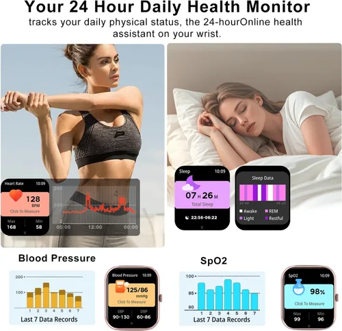 Miniatura 3 de Reloj inteligente para hombres y mujeres, compatible con teléfono Android iOS, pantalla táctil completa de 1.83 pulgadas, IP68, impermeable