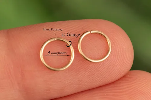 Miniatura 103 de Aretes de aro de oro de plata – Aretes de aro para mujer, dos piezas de aros de plata fina rellenos de oro, aro de hélice, anillo de tragus, aro