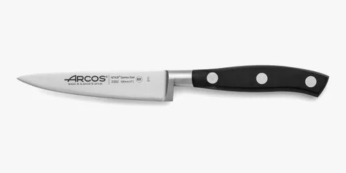 Miniatura 43 de Arcos Cuchillo forjado dentado de acero inoxidable de nitrum de 5 pulgadas y hoja de 5.118 in. Mango ergonómico POM de polioximetileno. Serie Blanco