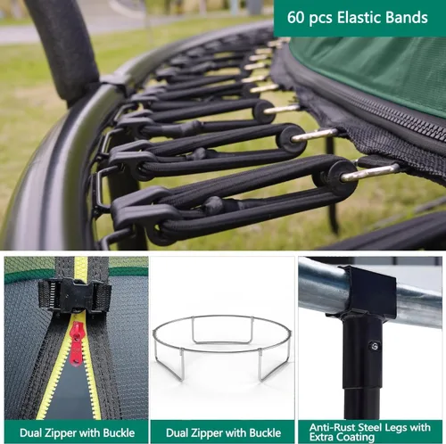 Miniatura 4 de 1400LBS 6FT 8FT 10FT 12FT 14FT Springless Trampolines for Kids and Adults, ASTM Approved Outdoor Trampoline with Enclosure Net, Backyard Trampoline