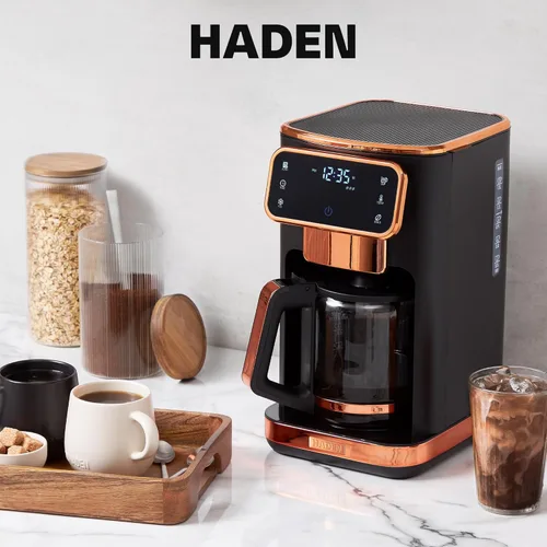 Miniatura 6 de Haden Cafetera caliente y helada de 12 tazas con 120 minutos para mantener el calor, retrasar la preparación, fuerza ajustable, reloj programable