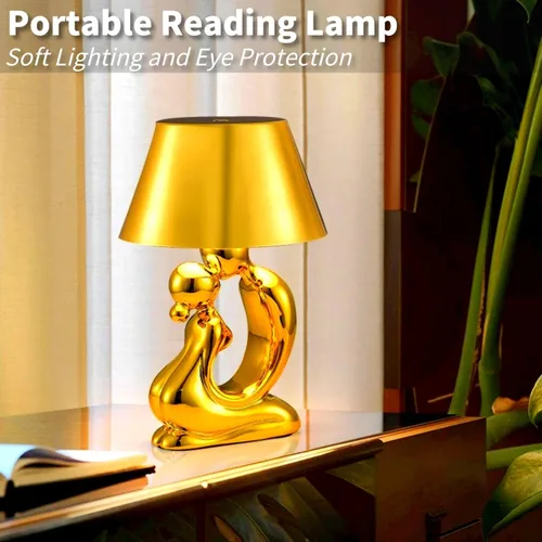 Miniatura 4 de Lámpara de mesa inalámbrica, lámpara de estatuas de Thinker, lámpara de escritorio estética LED táctil, recargable, funciona con pilas, luz de noche