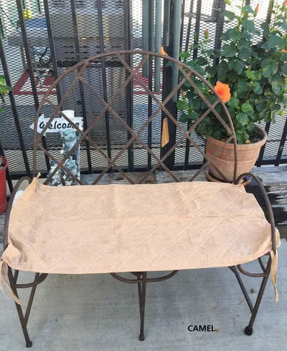 Miniatura 2 de OctoRose Almohadillas acolchadas de microgamuza para silla de patio, banco de piano, fundas otomanas (camello, 20 x 75 pulgadas)