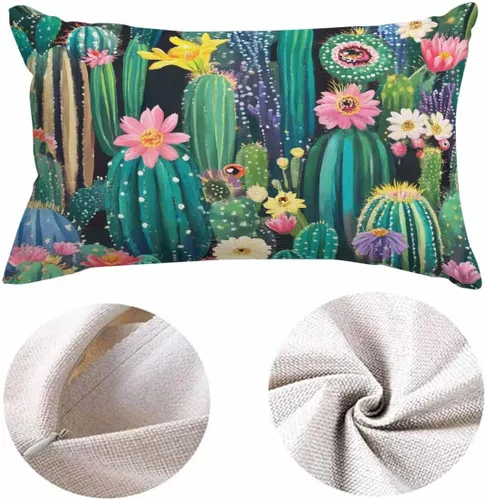 Miniatura 5 de EKOBLA Fundas de almohada decorativas Cactus estilo granja para sofá, cama, almohadas lumbares rectangulares oblongas de 12x20 pulgadas, con plantas
