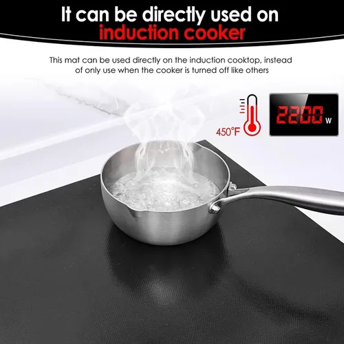 Miniatura 4 de KitchenRaku Protector de placa de inducción grande de 30.7 x 20.4 pulgadas, resistente al calor hasta 572 °F (572.0 °F), cubiertas de quemador