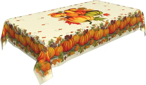 Miniatura 8 de Mantel de Otoño de Acción de Gracias con Hojas de Calabaza, Mantel Rectangular Lavable de Cuadros Rústicos para Decoración de Cocina y Comedor