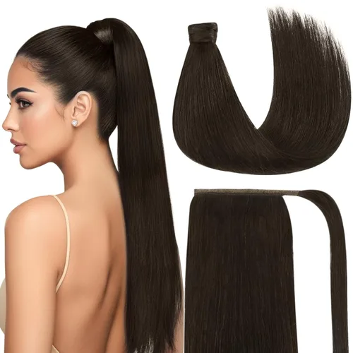 Miniatura 18 de Ve Sunny - Extensión de cabello humano real con pinza, extensiones de cabello lacio con clip, color marrón moca, 20 pulgadas, 2.82 oz