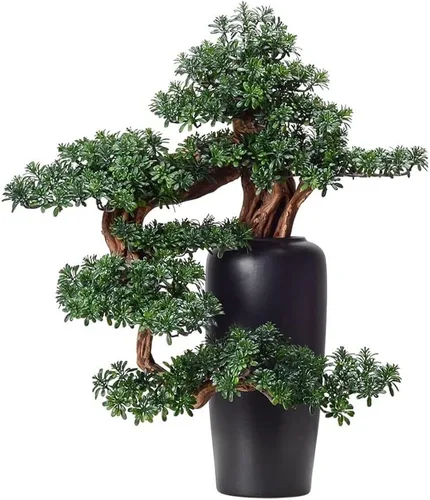 moisture Bonsái de imitación de bonsái de cerámica, plantas sintéticas en maceta, decoración de escritorio para interiores, manualidades, decoración
