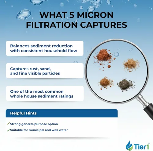 Miniatura 5 de Tier1 Filtro de agua de 5 micras de 20 x 4.5 pulgadas Cartucho de prefiltro de sedimentos de polipropileno hilado para toda la casa Reemplazo