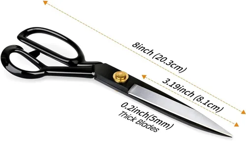Miniatura 6 de Tijeras de tela, tijeras de costura resistentes de 8 pulgadas para sastre de cuero, tijeras de sastrería para el hogar, oficina, manualidades
