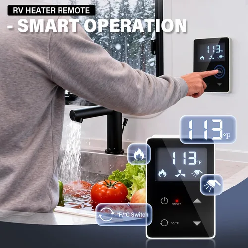 Miniatura 4 de Calentador de agua sin tanque RV de 65,000 BTU, calentador de agua caliente de propano RV con salida de agua frontal, puerta blanca de 15 x 15