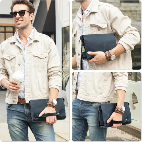 Miniatura 21 de Funda de piel de grano superior para hombre y mujer, múltiples bolsillos/ranuras, RFID de gran capacidad para tarjetas, cheques, dinero, pasaporte