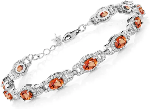 Miniatura 12 de Gem Stone King 7-14 Cttw Oval Gemstone Birthstone Tennis Bracelet For Women 925 Sterling Silver Oval 6X4MM 7 Inch With 1 Inch Extender Fine