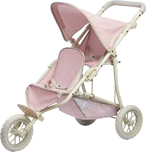 Miniatura 10 de Olivia's Little World Conjunto de Portabebés y Asiento de Coche de Muñeca Bebé Princesa de Lunares, Rosa/Gris