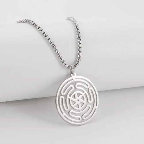 Miniatura 3 de Hekate - Collar de rueda de Diosa Hekate, collar con dije de hekate Strophalos, collar con símbolo de Hécate, acero inoxidable, rueda de Hécate