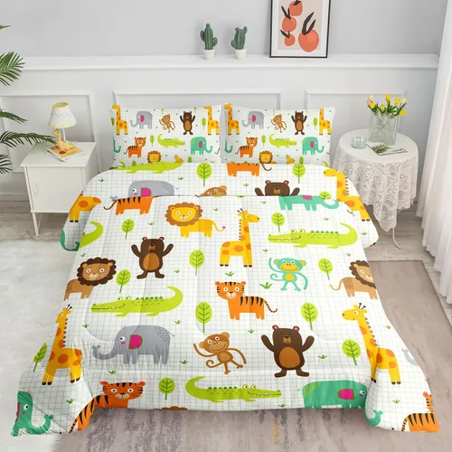 Miniatura 25 de Juego de ropa de cama Kawaii de fresa para niñas, juego de ropa de cama con patrón de cuadrícula rosa con 1 edredón y 2 fundas de almohada