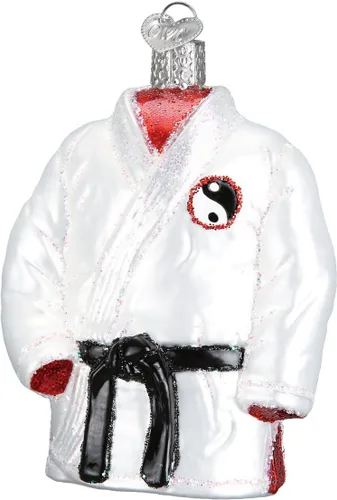 Old World Christmas - Adorno de vidrio soplado de bata de artes marciales para árbol de Navidad, decoración festiva artesanal, colección deportiva