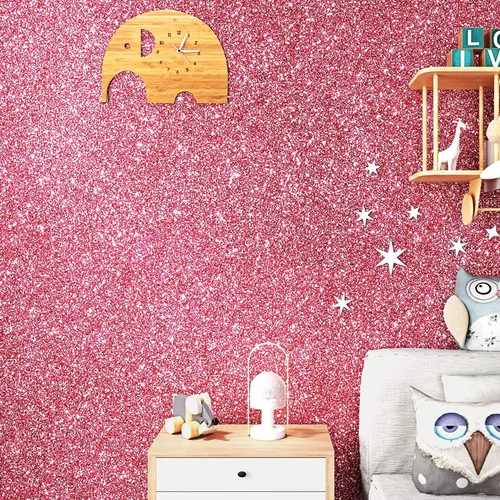 Miniatura 2 de Papel pintado de purpurina rosa FunStick para pegar y despegar para dormitorio de niñas Papel de contacto decorativo de purpurina rosa Papel pintado