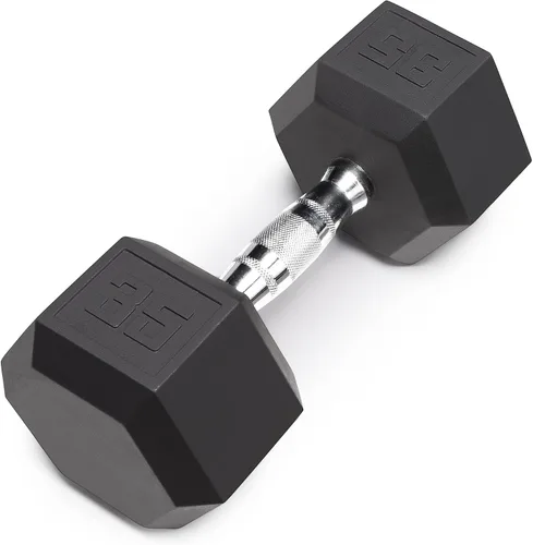Miniatura 8 de Marcy - Mancuerna hexagonal de goma clásica con agarre estriado para entrenamiento de fuerza y culturismo, 5 libras - 50 libras, mancuerna