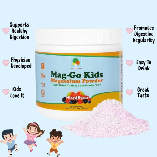 Miniatura 4 de Raise Them Well Mag-Go Polvo de magnesio para niños Alivio del estreñimiento (bayas combinadas) 90 porciones por tubo