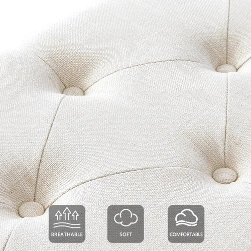 Miniatura 5 de kinmars Banco Tapizado para Dormitorio al Pie de la Cama, Banco de Entrada de 42.5 Pulgadas para Sala de Estar, Banco de Comedor con Asiento Beige