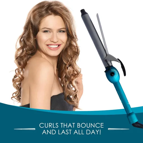 Miniatura 5 de Mr Big Curling Iron, Junior con barril de 8 pulgadas, rizadores de estilo XL más largos para cabello largo, cerámica triple plateada, rizos