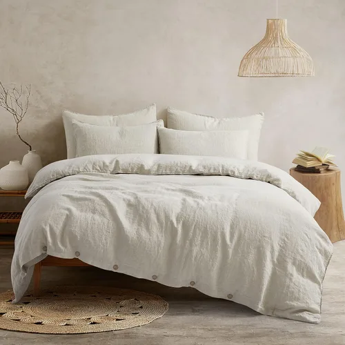 Miniatura 8 de ATLINIA Juego de funda de edredón de 100% lino de lino lavado a piedra - Lino francés puro orgánico para ropa de cama de granja estilo boho, incluye