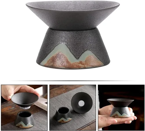 Miniatura 5 de ULTNICE Accesorio de filtro de té de cerámica con colador de malla fina para el hogar y la habitación, diseño compacto de 3 x 3 x 1.77 pulgadas